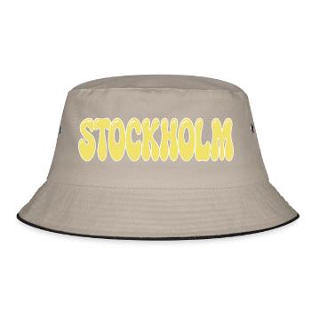 Stockholm Yellow Ball Retro-Tippfehler - Bucket Hat - Khaki/Schwarz - Vorne