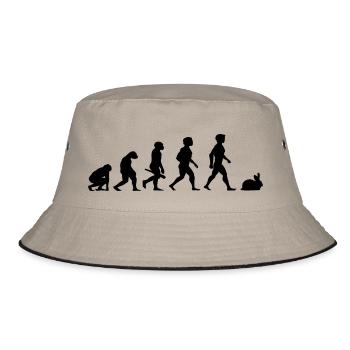 Evolution Kaninchen Karnickel Hase Häschen Nager - Bucket Hat - Khaki/Schwarz - Vorne