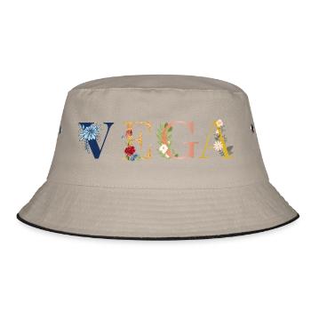 VIGA Namenskunst mit gestickten Blumen - Bucket Hat - Khaki/Schwarz - Vorne
