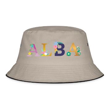 ALBA Name mit Blumen geschmückt - Bucket Hat - Khaki/Schwarz - Vorne
