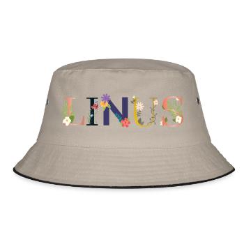 LINUS name decorated with flowers - Bucket Hat - khaki/black - Front
