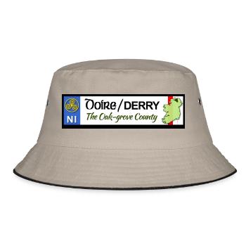 Derry Oak Leaf County Heritage Banner - Bucket Hat - Khaki/Schwarz - Vorne