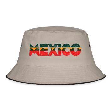 Mexico Retro Shirt - Bucket Hat - Khaki/Schwarz - Vorne