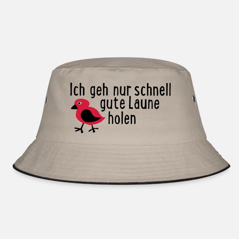 gute Laune - Bucket Hat - Khaki/Schwarz
