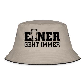 Einer geht immer - Bucket Hat - Khaki/Schwarz - Vorne