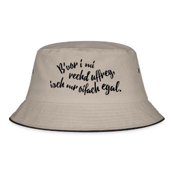 Bevor i mi uffreg, isch mr egal - Bucket Hat - Khaki/Schwarz - Vorne
