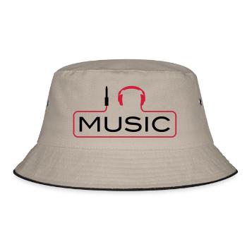I love Techno Klinke Kopfhörer DJ music sound - Bucket Hat - Khaki/Schwarz - Vorne