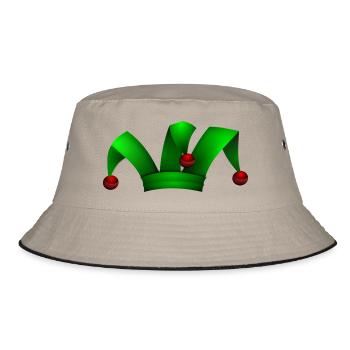 clown harlekin hofnarr kasper komiker narr witzbol - Bucket Hat - Khaki/Schwarz - Vorne