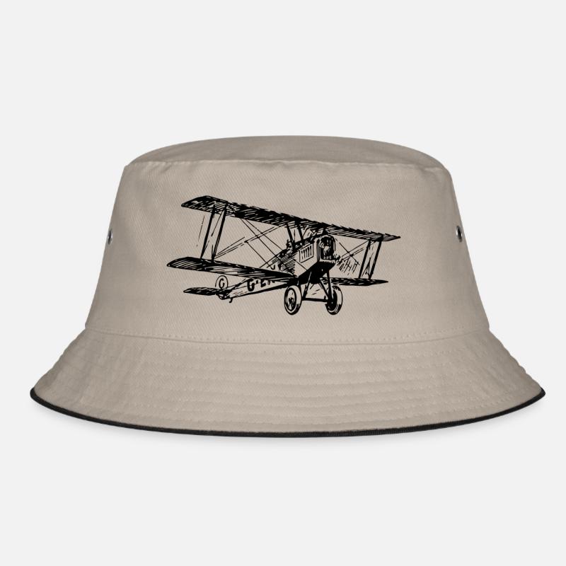 Doppeldecker Flugzeug schwarz weiß Geschenkidee Bucket Hat