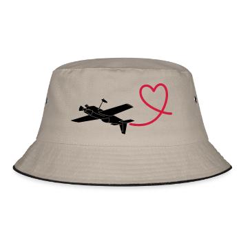 Aerobatic heart fly pilot gift - Bucket Hat - khaki/black - Front