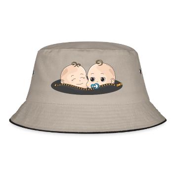 Twins Baby Pacifier Gift Baby Belly - Bucket Hat - khaki/black - Front