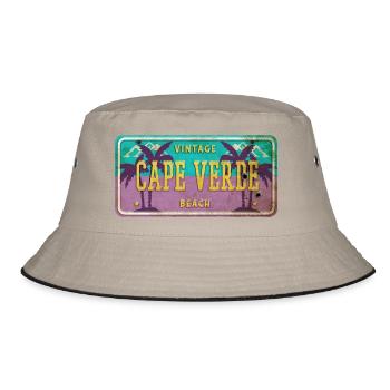 Kap Verde Vintage Palmen Schild - Bucket Hat - Khaki/Schwarz - Vorne