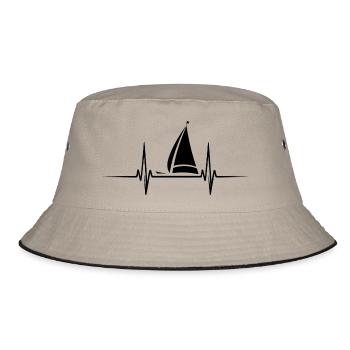 Sailing Boat Heartbeat Sailboat - Bucket Hat - khaki/black - Front