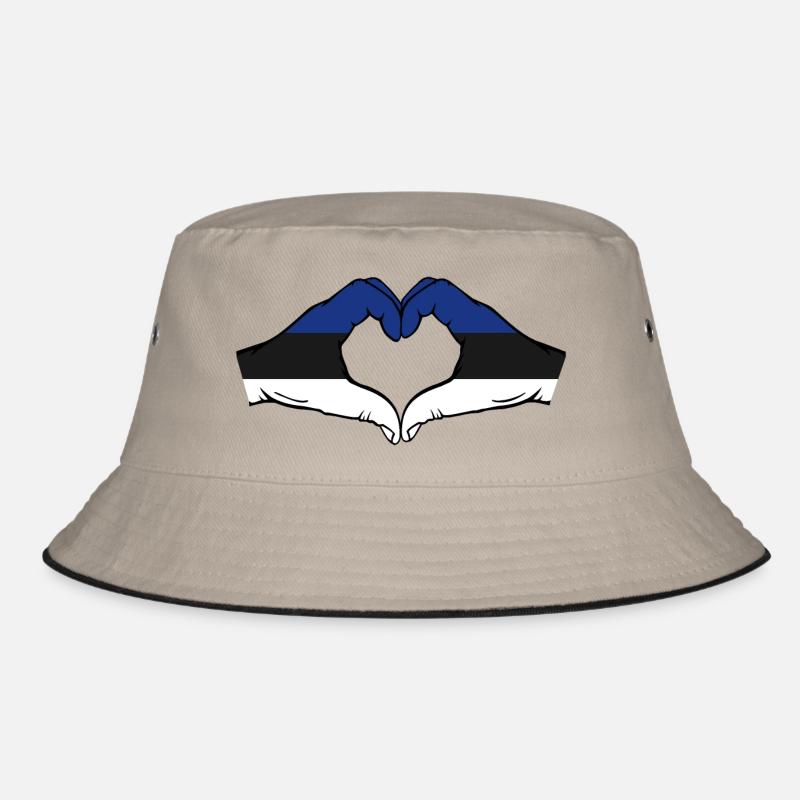 Estonia Flag Hands Heart Shape Bucket Hat