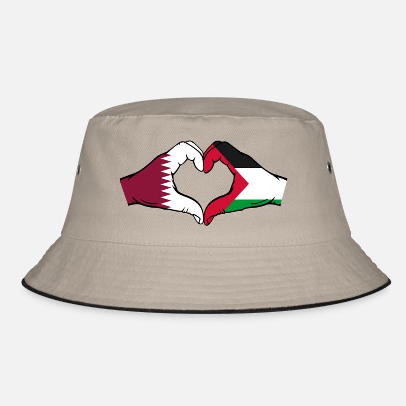 Qatar Palestine Drapeau Mains Coeur Forme Bob