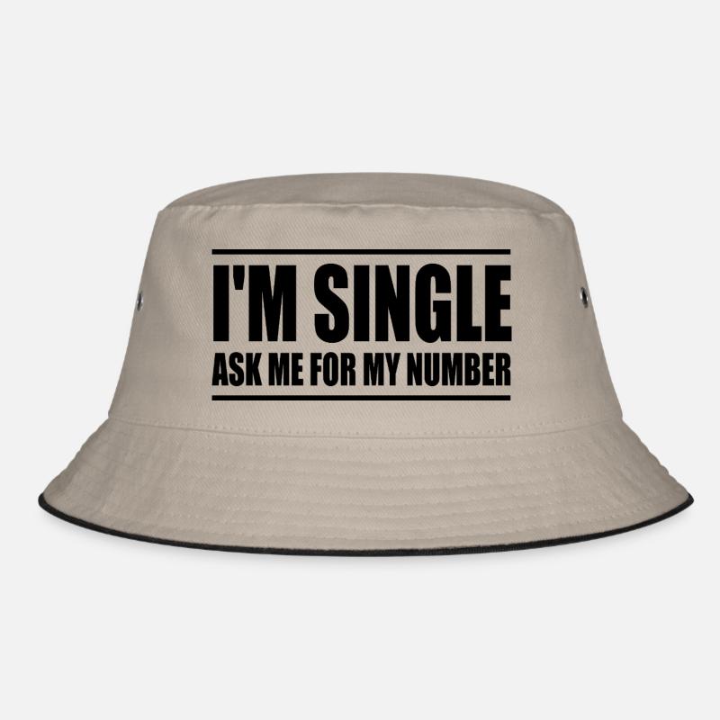 Ich bin Single, frag mich nach meiner Nummer - Bucket Hat - Khaki/Schwarz