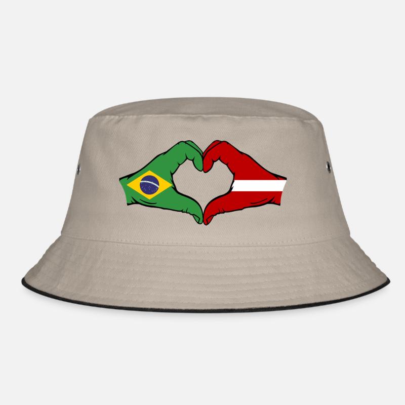 Brésil Lettonie Drapeau Mains Coeur Forme Bob
