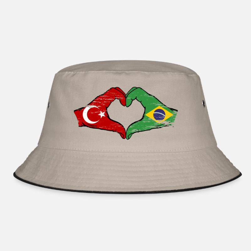 Turquie Brésil Drapeau Mains Coeur Forme Utilisé Bob