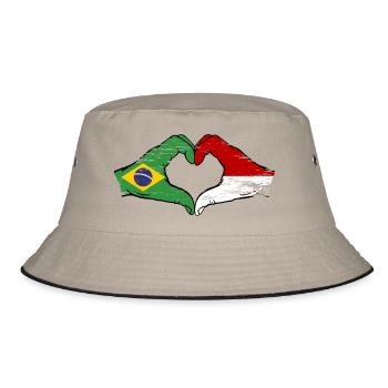 Brazil Monaco Flag Hand Shape Heart Shape Used - Bucket Hat - khaki/black - Front