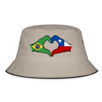 Brésil Chili Drapeau Mains Coeur Forme - Bob - kaki/noir - Devant
