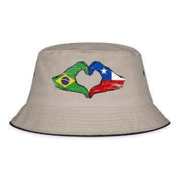 Brésil Chili Drapeau Main Coeur Forme Utilisé - Bob - kaki/noir - Devant