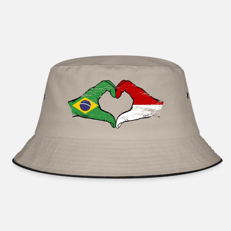 Brésil Indonésie Drapeau Mains Coeur Forme Utilisé Bob