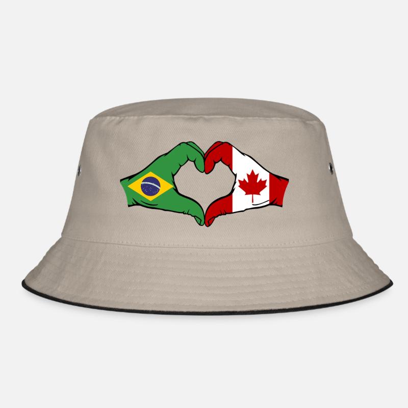 Brésil Canada Drapeau Mains Coeur Forme Bob