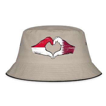 Monaco Qatar Flag Hand Heart Shape Used - Bucket Hat - khaki/black - Front