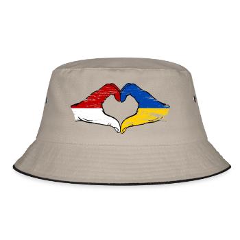 Monaco Ukraine Flag Hand Shape Heart Shape Used - Bucket Hat - khaki/black - Front