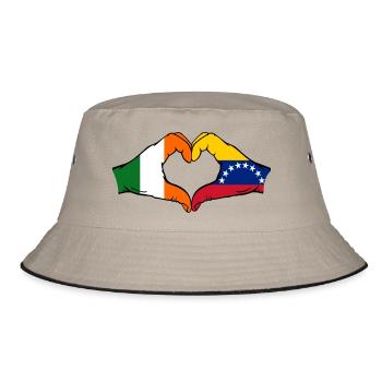 Ireland Venezuela Flag Heart - Bucket Hat - khaki/black - Front