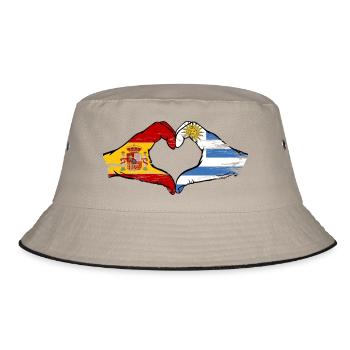 Flaggenherz Spanien Uruguay used - Bucket Hat - Khaki/Schwarz - Vorne