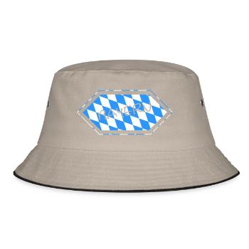 Bayern Blauweiß Karo Muster - Bucket Hat - Khaki/Schwarz - Vorne