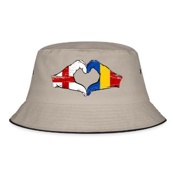 England Rumänien Flagge Hände Herzform used - Bucket Hat - Khaki/Schwarz - Vorne