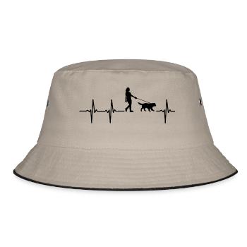Pulse Dog Walking Heartbeat Gift - Bucket Hat - khaki/black - Front