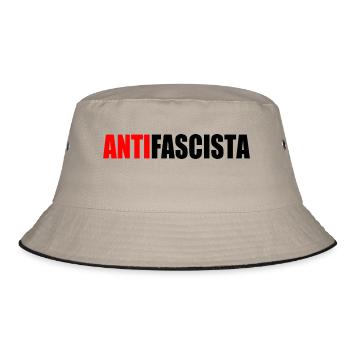 antifascista - Bucket Hat - Khaki/Schwarz - Vorne