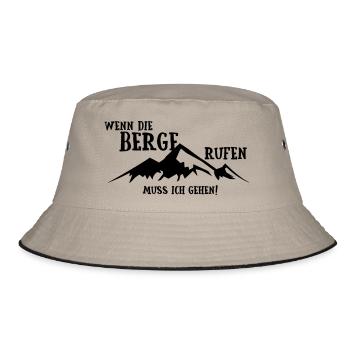 Wenn die Berge Rufen muss - Bucket Hat - Khaki/Schwarz - Vorne