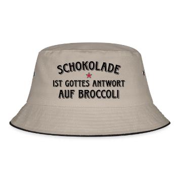 Schokolade Gottes Antwort auf Broccoli Kakao Süßes - Bucket Hat - Khaki/Schwarz - Vorne