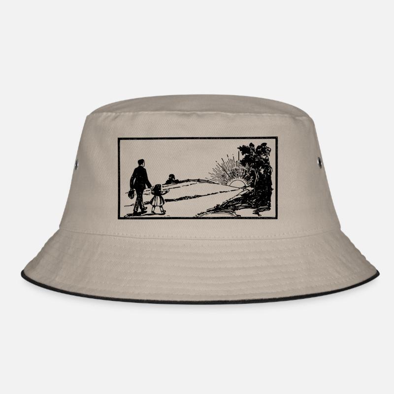 Vater und Tochter mit Sonnenuntergang Geschenkidee Bucket Hat