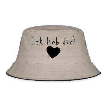 ick lieb dir - Bucket Hat - Khaki/Schwarz - Vorne