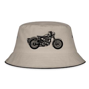 Motorcycle / Classic Motorcycle 04_black - Bucket Hat - khaki/black - Front