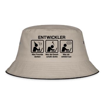 Entwickler - What my friends think I do - Bucket Hat - Khaki/Schwarz - Vorne