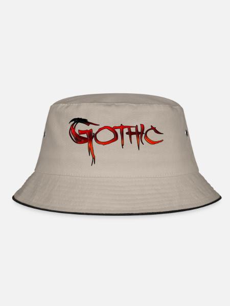 Gothic Flammen Schrift - Bucket Hat - Khaki/Schwarz