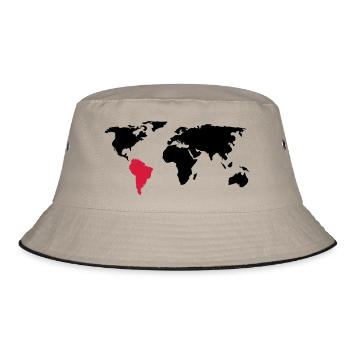 Reiseziel: Südamerika - Bucket Hat - Khaki/Schwarz - Vorne