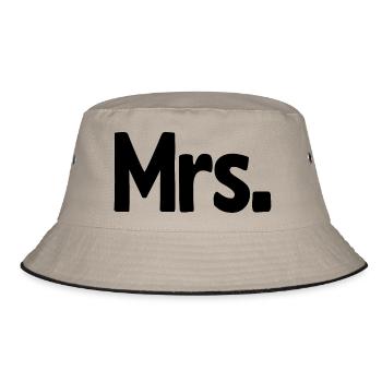 Mrs. Matching Couple Engagement Wedding Honeymoon - Bucket Hat - khaki/black - Front