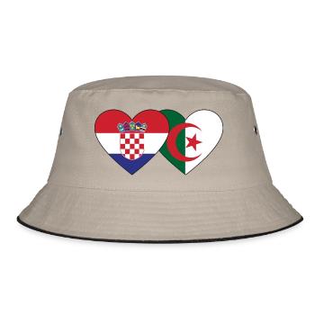 Kroatien Algerien Flagge Herz - Bucket Hat - Khaki/Schwarz - Vorne