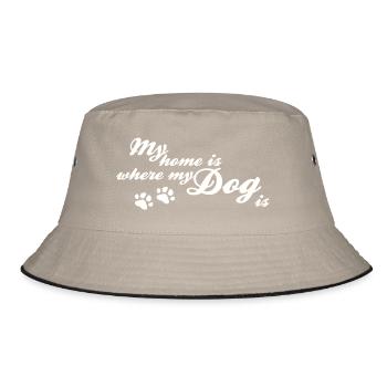 Zuhause ist dort, wo mein Hund ist - Bucket Hat - Khaki/Schwarz - Vorne