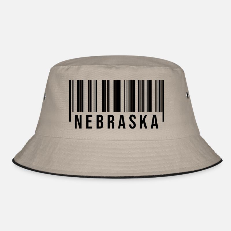Nebraska Barcode - Bucket Hat - Khaki/Schwarz