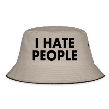 I hate people - Bucket Hat - khaki/black - Front