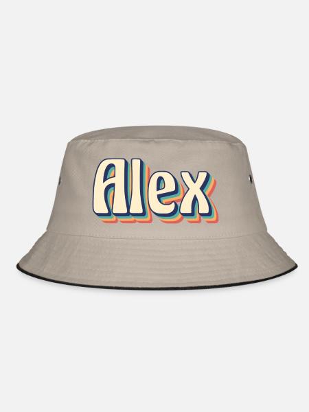 Alex T-Shirt Retro Vintage T-Shirt Geschenkidee - Bucket Hat - Khaki/Schwarz