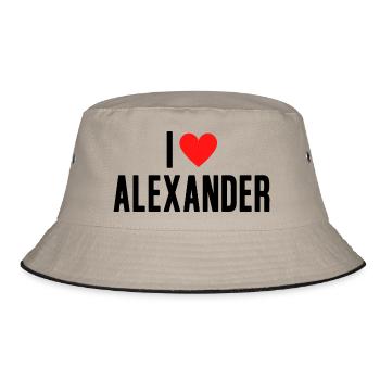 Ich liebe Alexander Herz Grafik Namen Geschenk - Bucket Hat - Khaki/Schwarz - Vorne